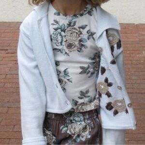 JOTTUM SZ 6-7 116 EURO~HOLLAND FLORAL SO SOFT LONG SLEEVE SHIRT TOP~BABY BLUE